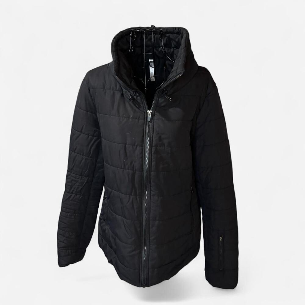 Fabletics Black Lightweight Quilted Zip-Up Performance Jacket - Size Large
